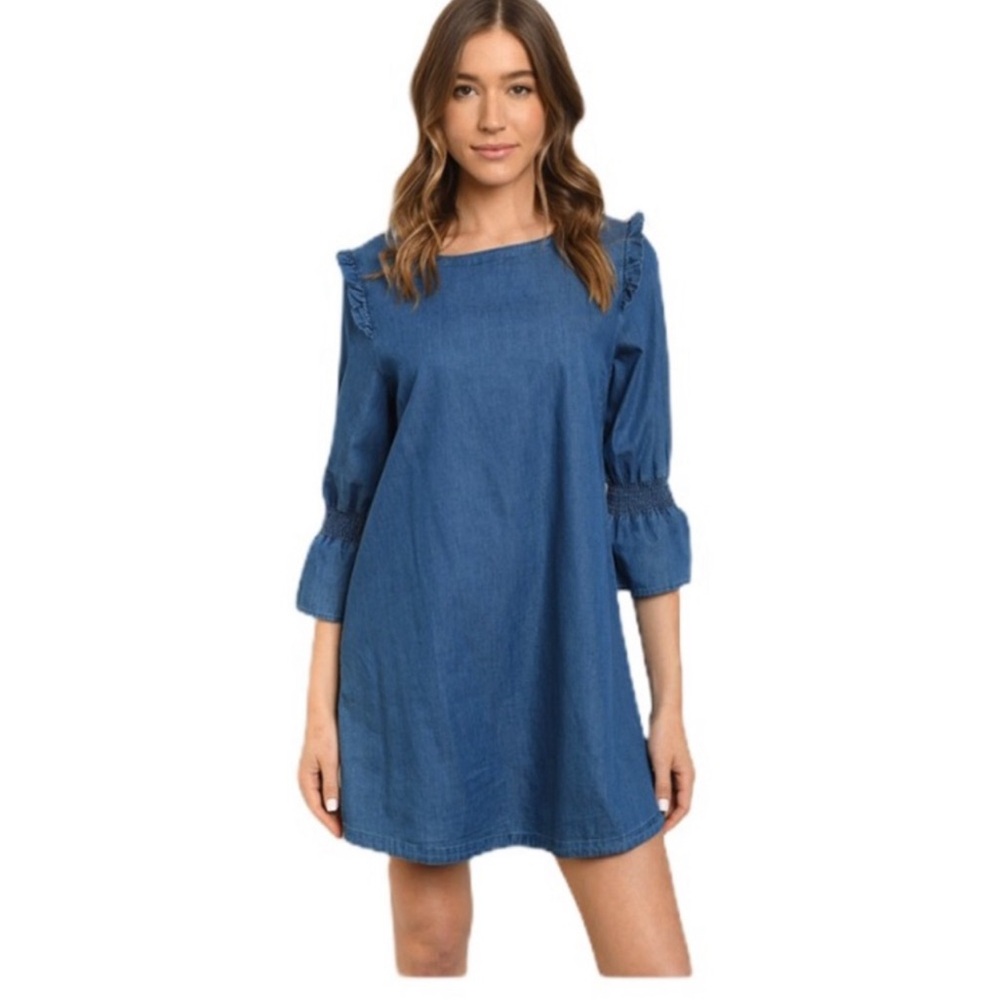 Denim 3/4 sleeve dress